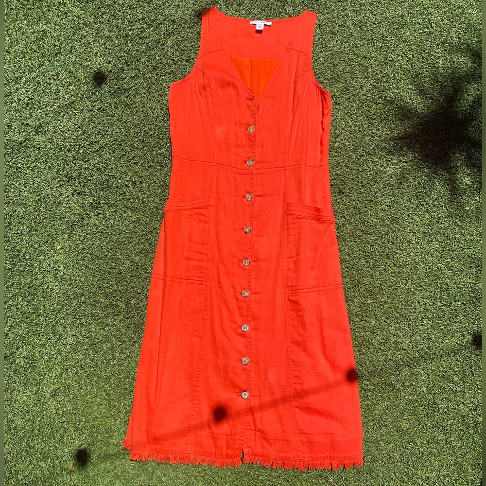 Saks Fifth Ave Pure Navy Orange linen dress Size S